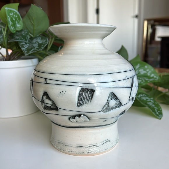 Handmade Pottery Vase Abstract Shapes Husby - Picture 3 of 12